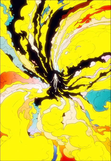 Figure in a yellow vortex