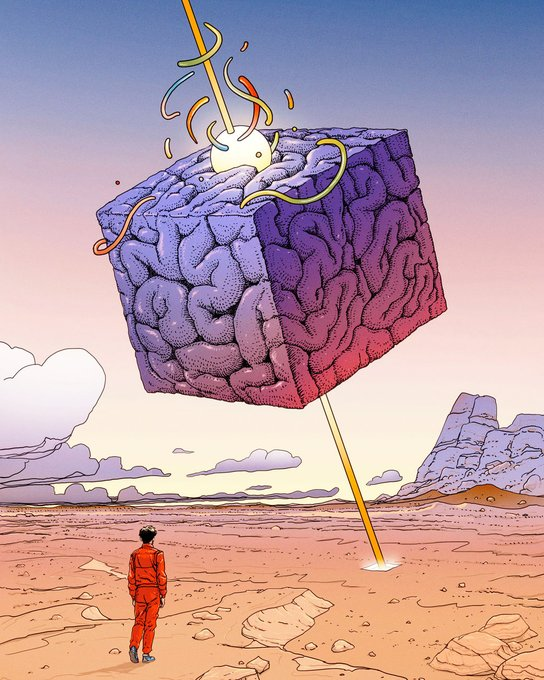 Floating brain sculpture